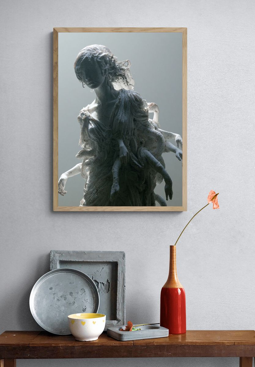 Surreal Marble Figure Print. — room view 3