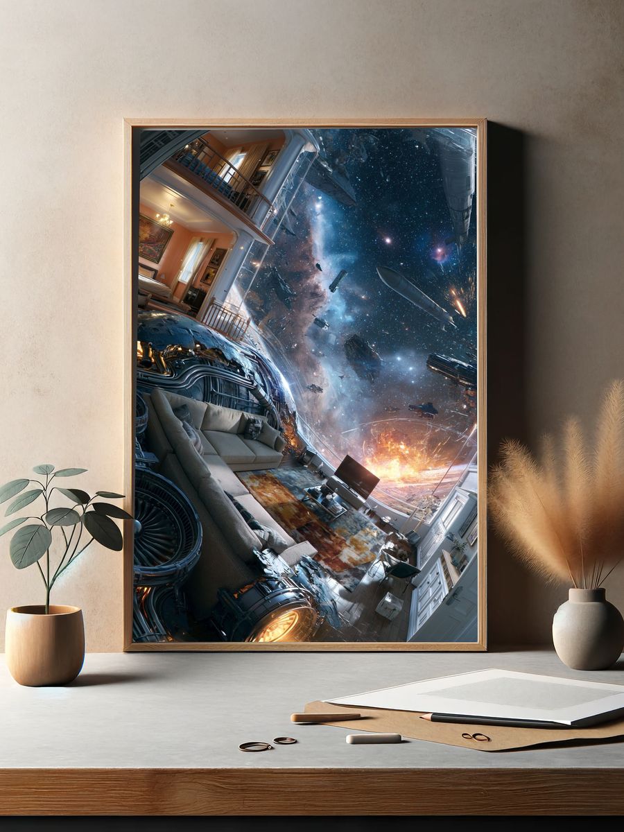 Sci-Fi Living Room Explosion Poster. — room view 2