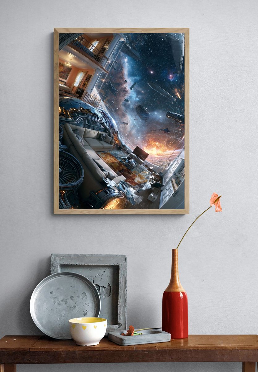 Sci-Fi Living Room Explosion Poster. — room view 3