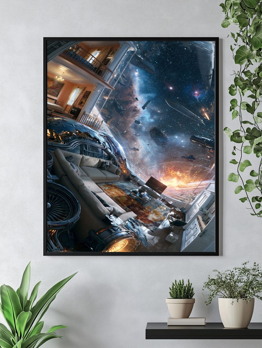 Sci-Fi Living Room Explosion Poster. — room view 4
