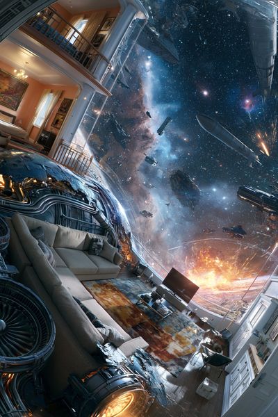 Sci-Fi Living Room Explosion Poster.