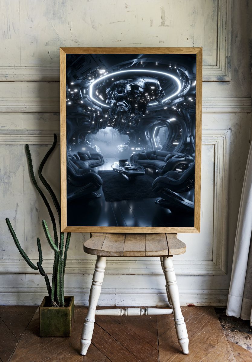 Futuristic Sci-Fi Lounge Poster. — room view 1