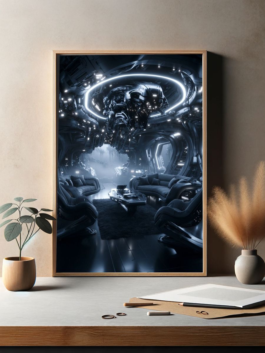 Futuristic Sci-Fi Lounge Poster. — room view 2