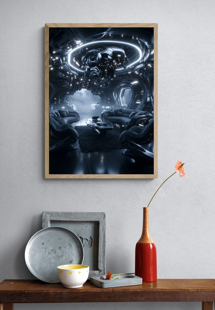 Futuristic Sci-Fi Lounge Poster. — room view 3