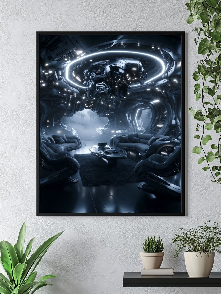 Futuristic Sci-Fi Lounge Poster. — room view 4