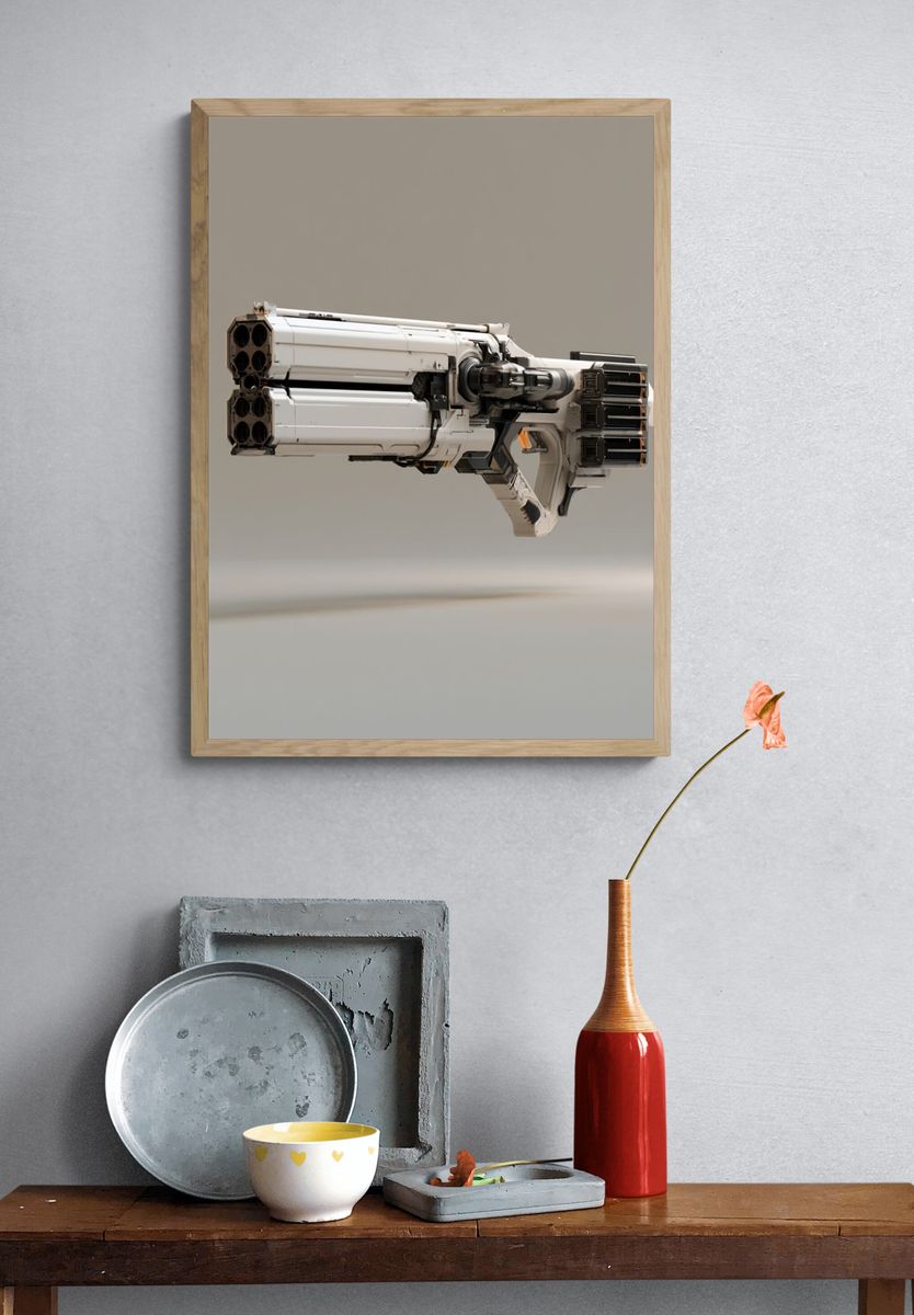 Futuristic Sci-Fi Blaster Poster. — room view 3