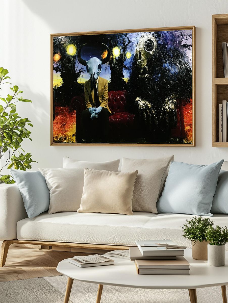 Surreal Horned Figure Fine-Art Poster. — room view 2