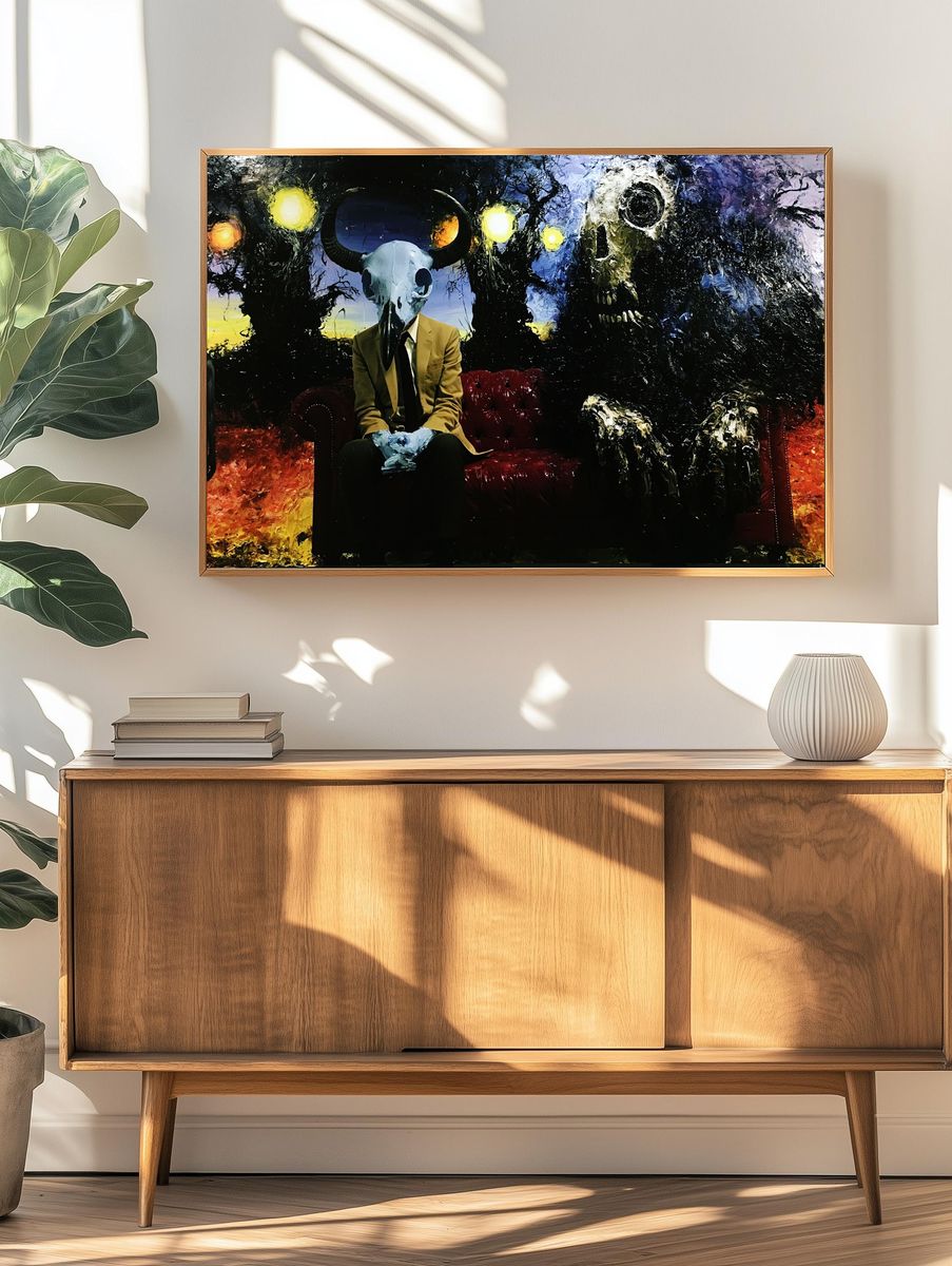 Surreal Horned Figure Fine-Art Poster. — room view 3