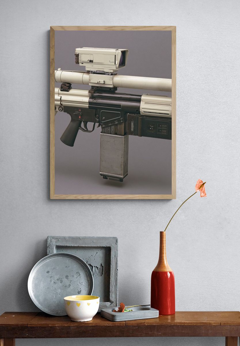 Sci-Fi Blaster Illustration Poster. — room view 3