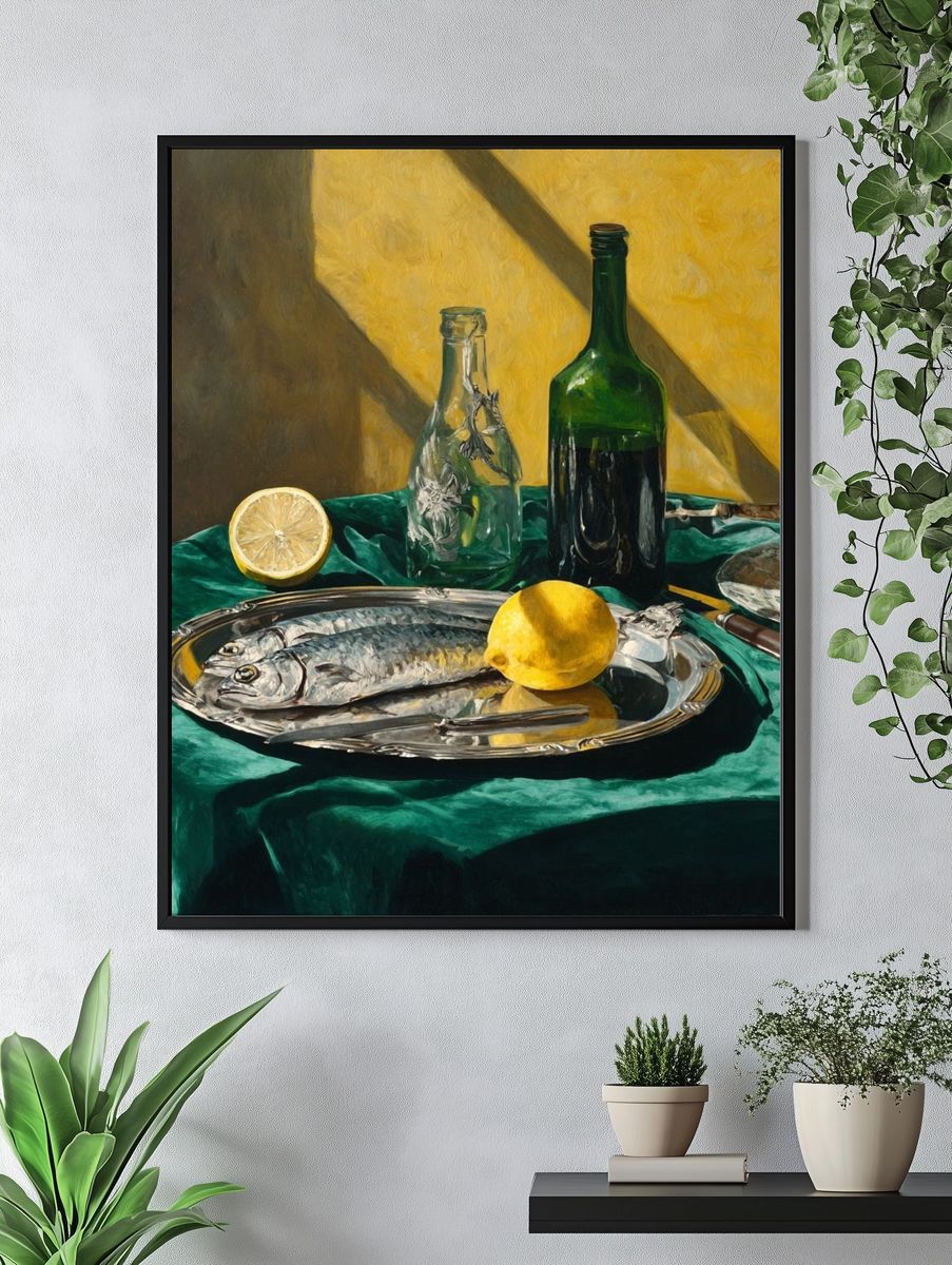 Still Life with Fish and Lemon — Fine Art Print. — room view 4