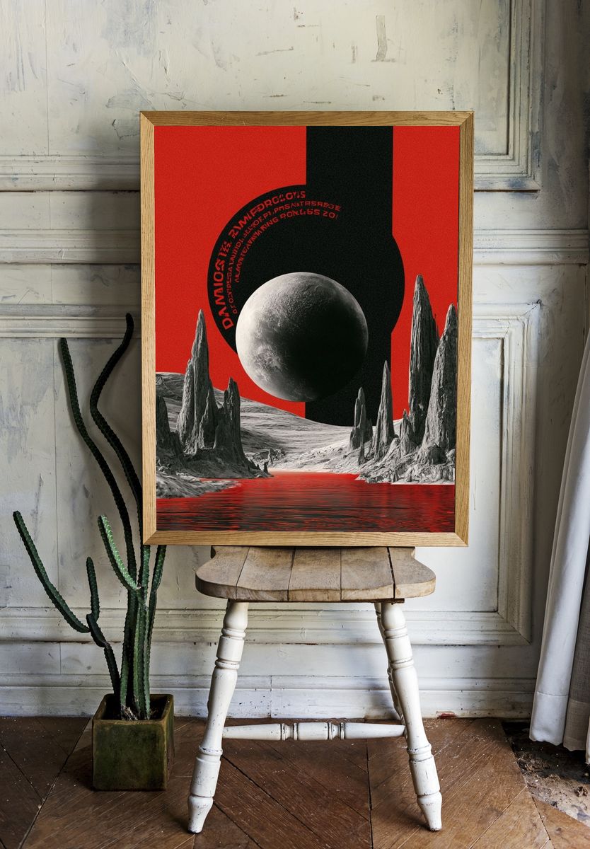 Surreal Lunar Landscape Print. — room view 1