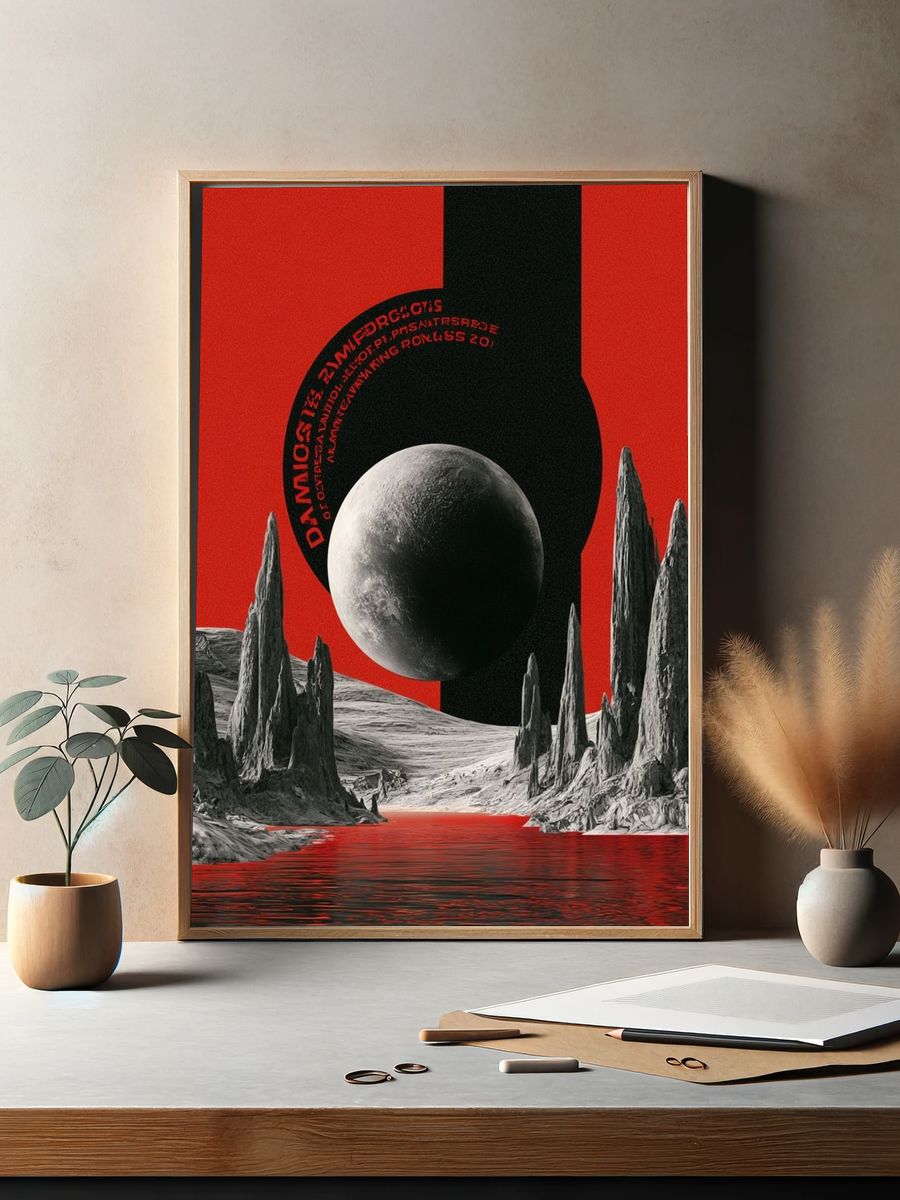 Surreal Lunar Landscape Print. — room view 2