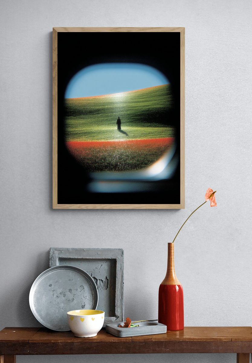 Surreal Lone Figure Landscape Print. — room view 3