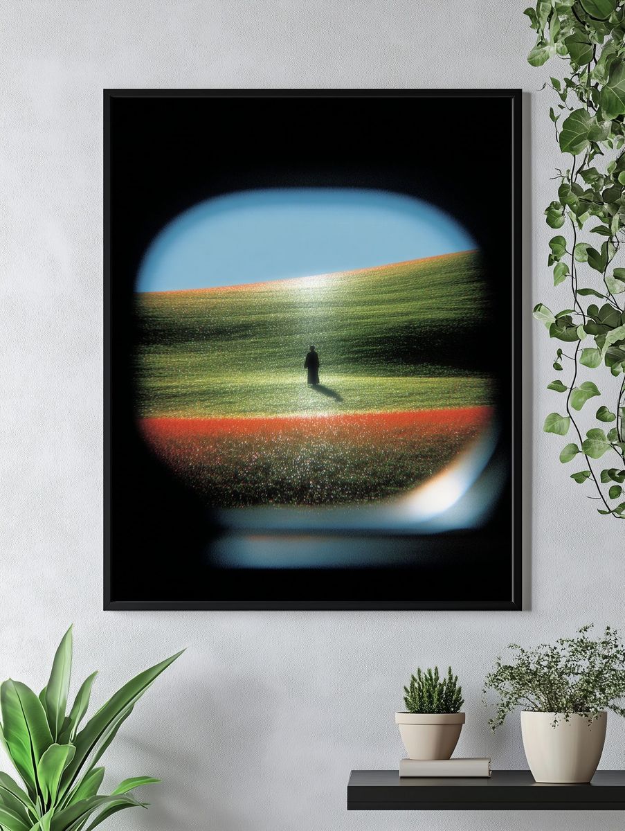 Surreal Lone Figure Landscape Print. — room view 4