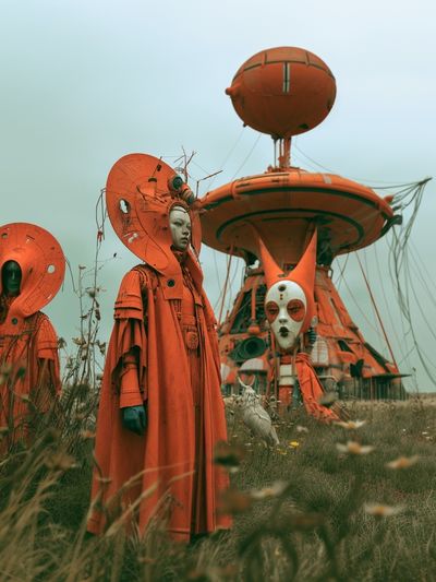 Surreal Orange Figures — Fine-Art Print.