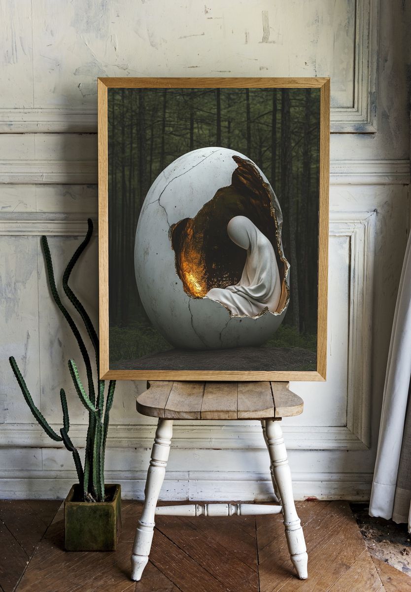 Surreal Egg Forest Print. — room view 1