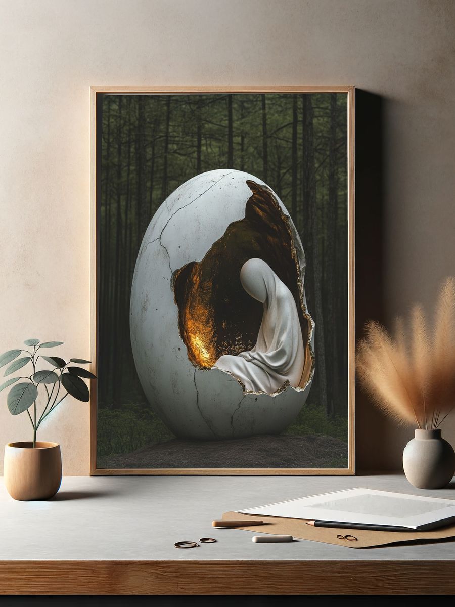 Surreal Egg Forest Print. — room view 2