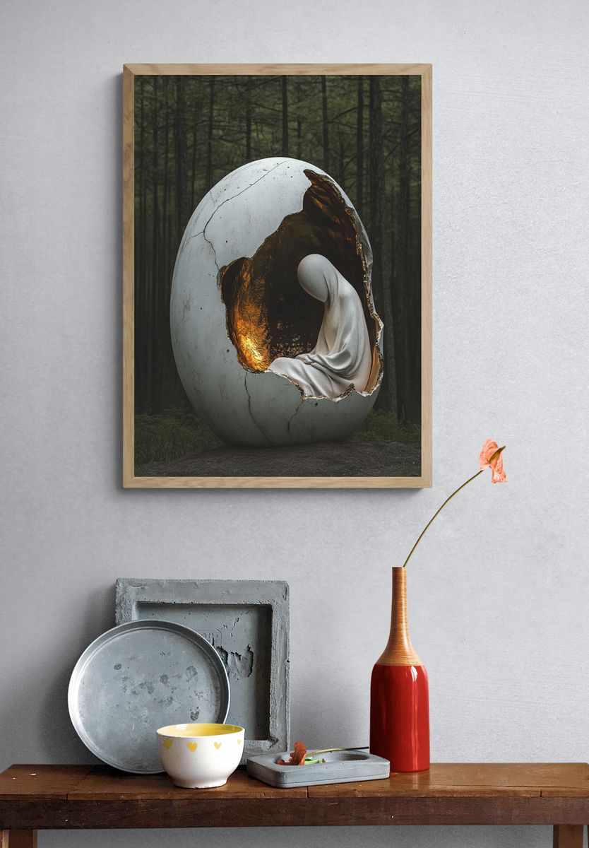 Surreal Egg Forest Print. — room view 3