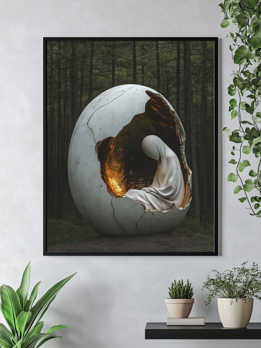 Surreal Egg Forest Print. — room view 4
