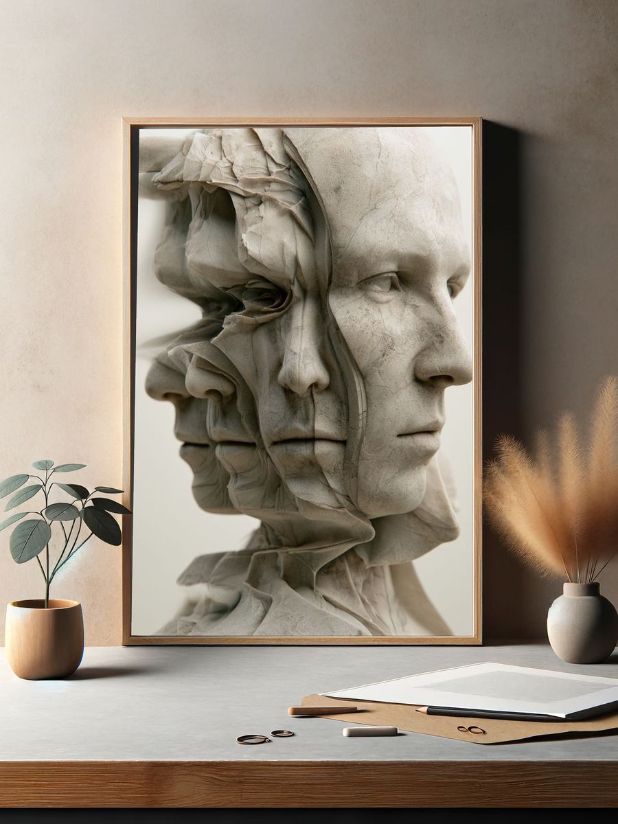 Surreal Marble Faces Fine-Art Print. — room view 2