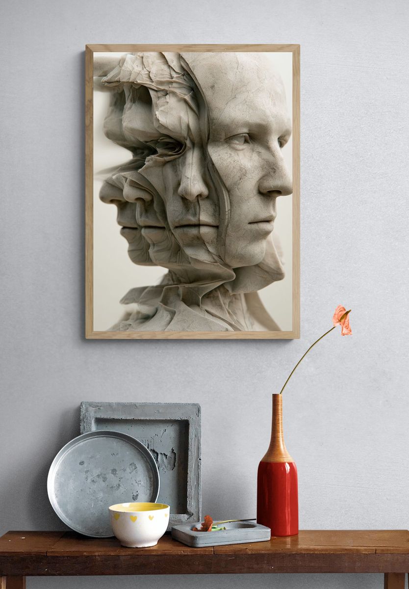 Surreal Marble Faces Fine-Art Print. — room view 3