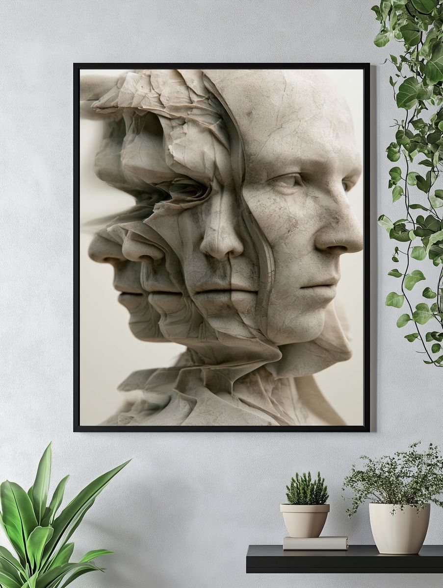 Surreal Marble Faces Fine-Art Print. — room view 4