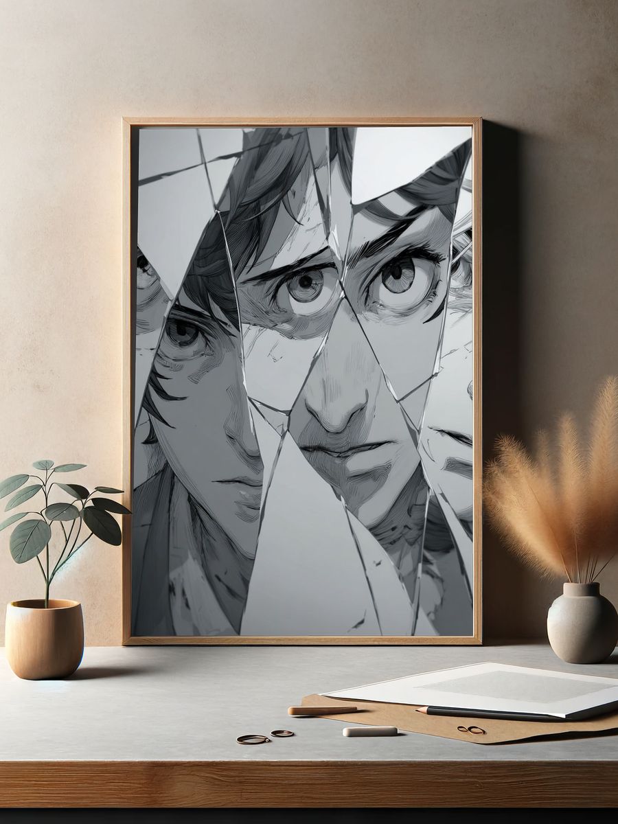 Shattered Faces Surrealism Print. — room view 2