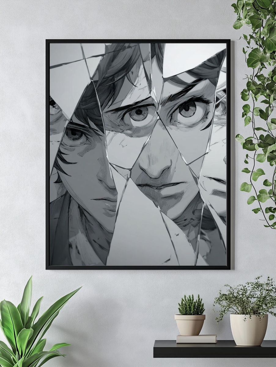 Shattered Faces Surrealism Print. — room view 4