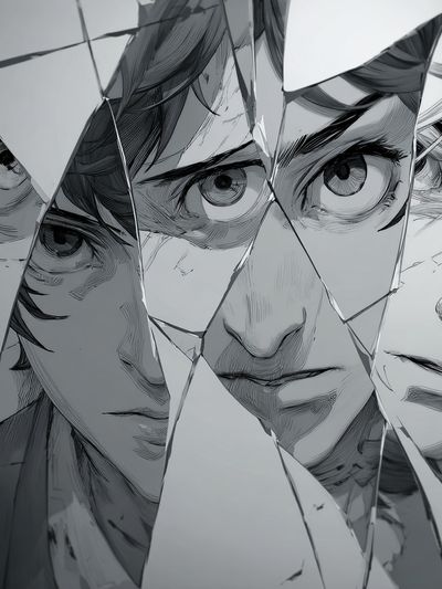 Shattered Faces Surrealism Print. poster