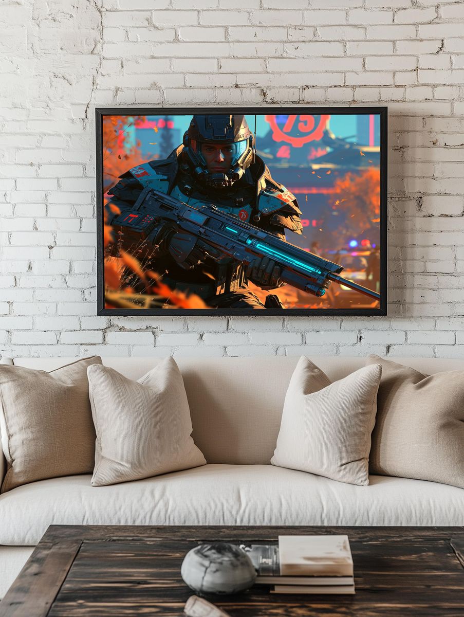 Sci-Fi Soldier Portrait Poster. room preview