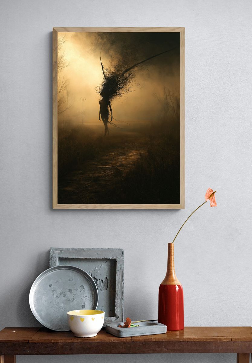Surreal Shadow Figure Poster. — room view 3