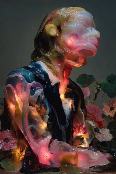 Surreal Floral Figure Print.