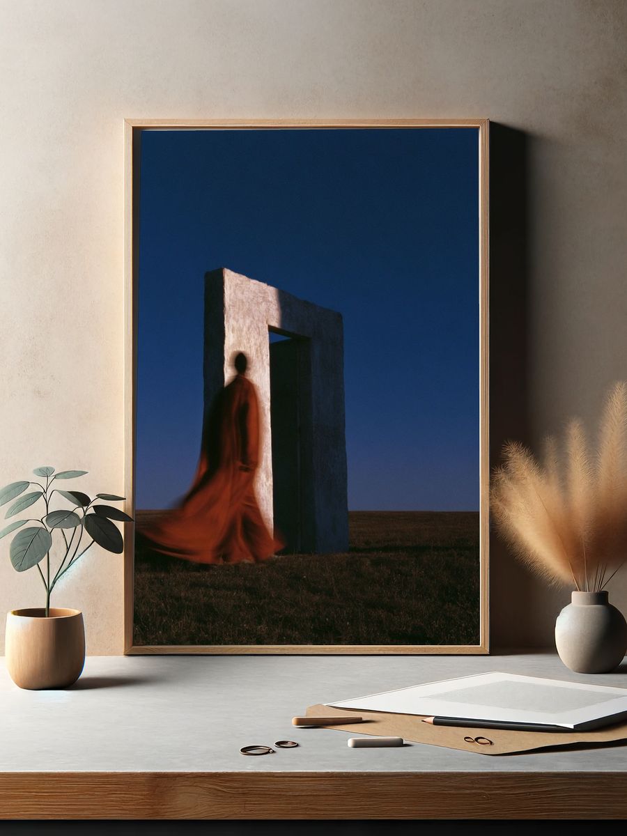 Surreal Figure and Doorway Print. — room view 2
