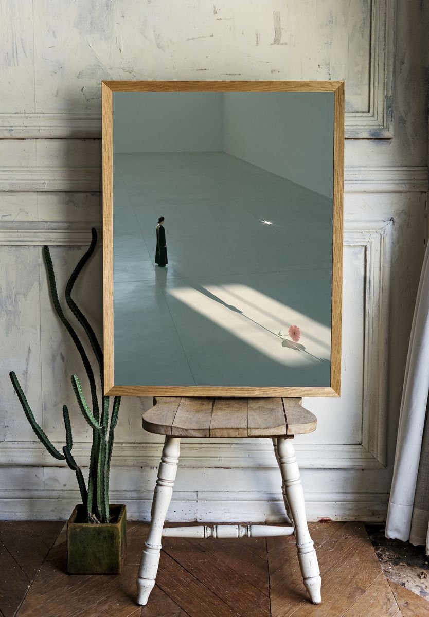 Solitary Figure with Flower Poster. room preview