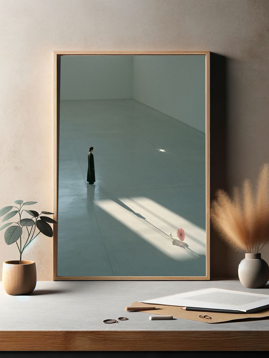 Solitary Figure with Flower Poster. — room view 2