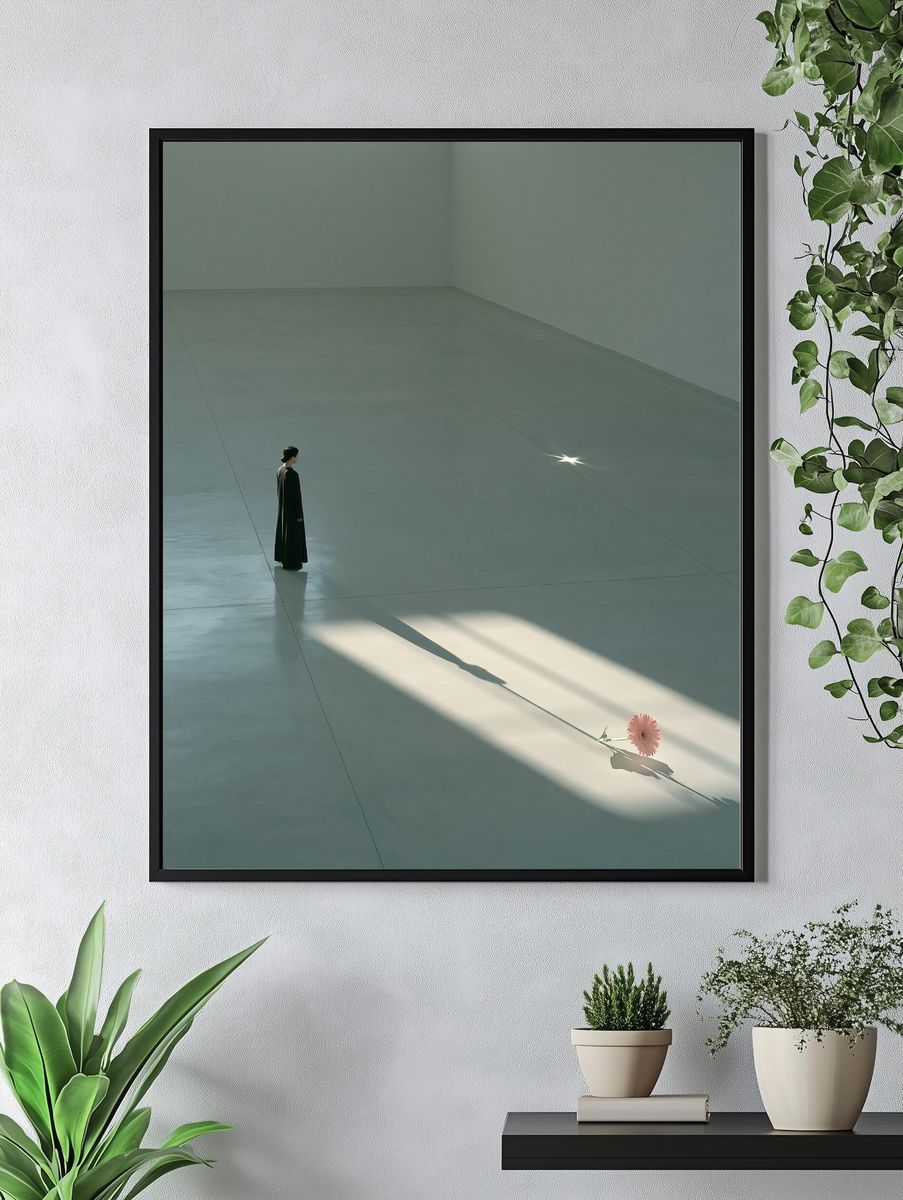 Solitary Figure with Flower Poster. — room view 4