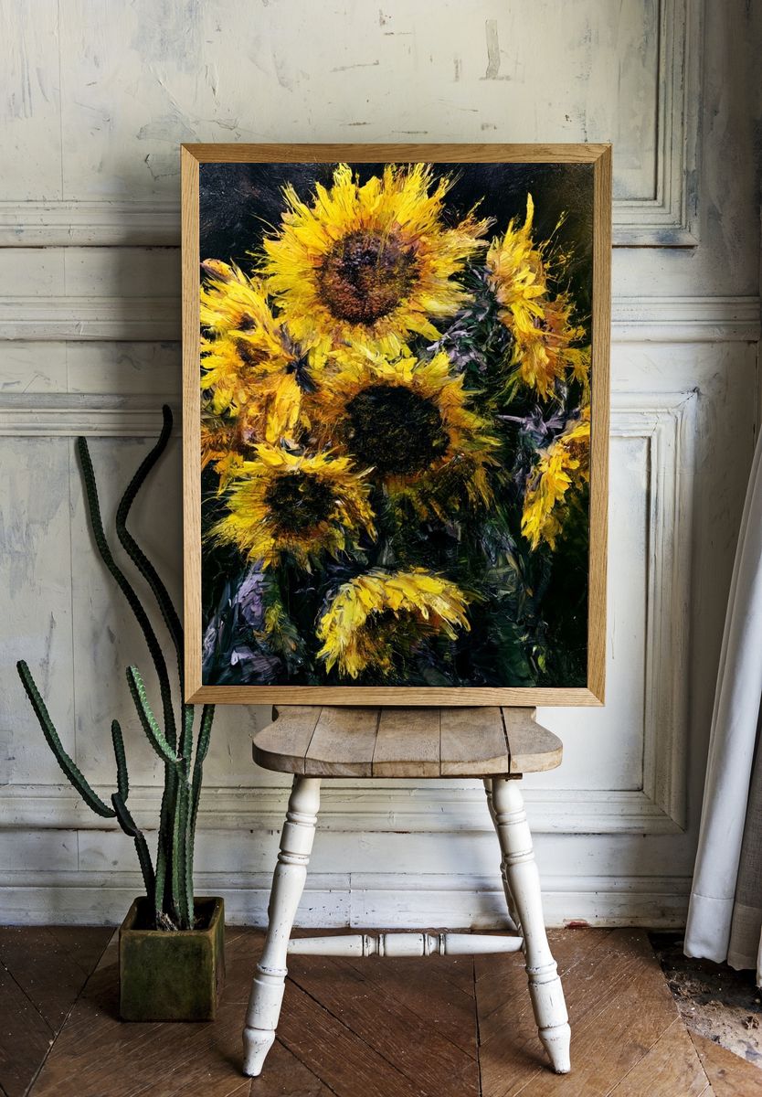 Sunflower Bouquet Fine-Art Print. room preview