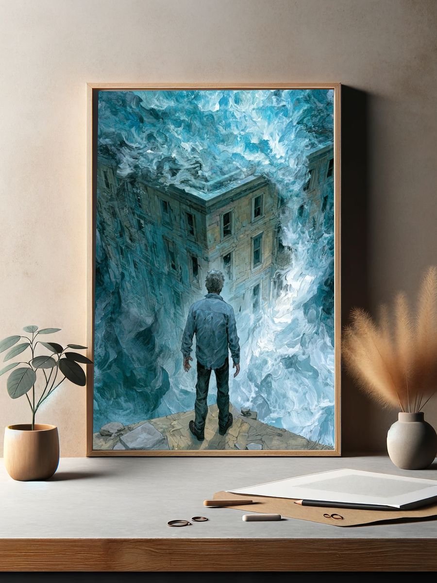 Surreal Flooded House Print. — room view 2