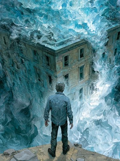 Surreal Flooded House Print.