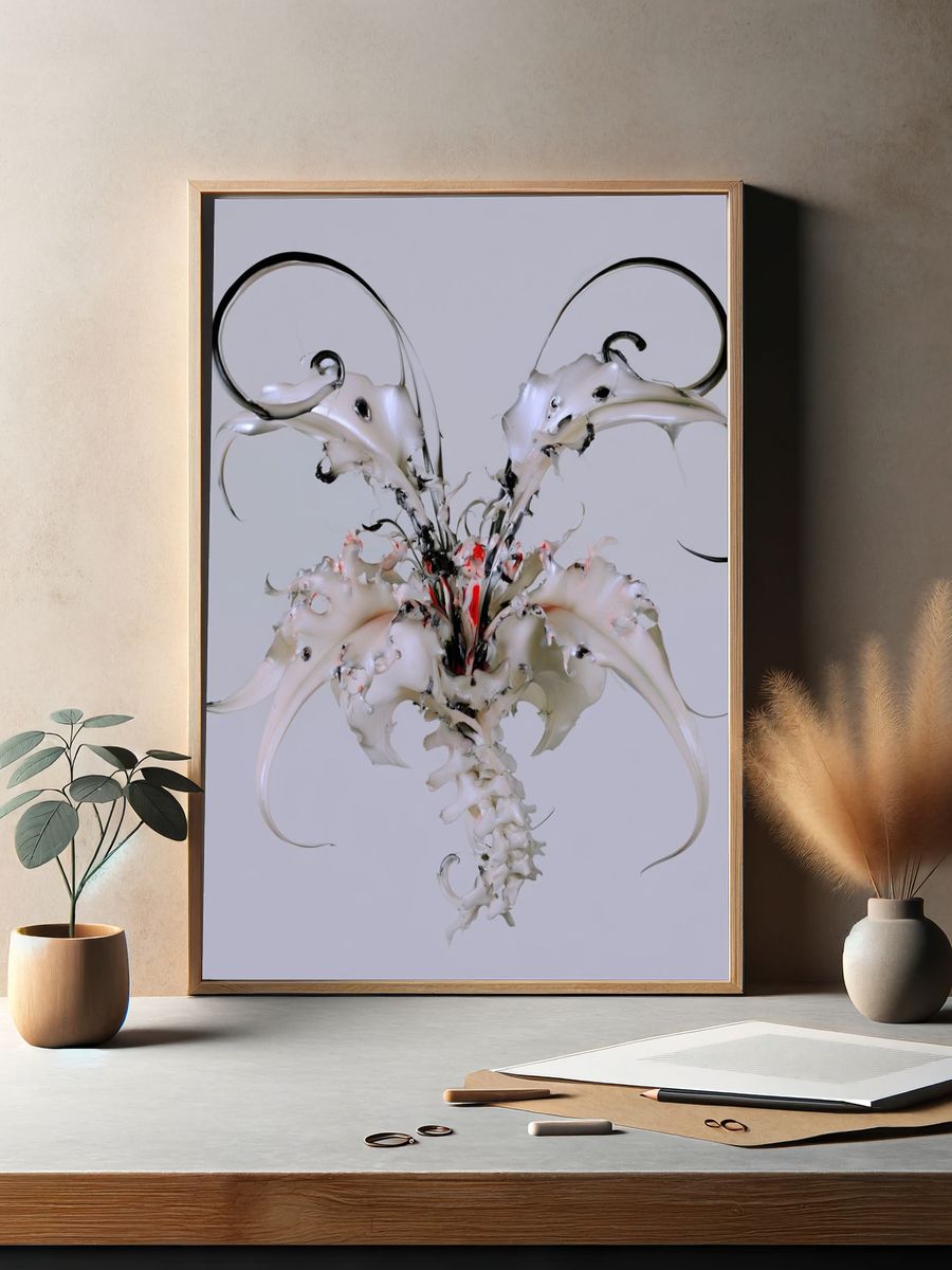 Surreal Floral Skull Print. — room view 2