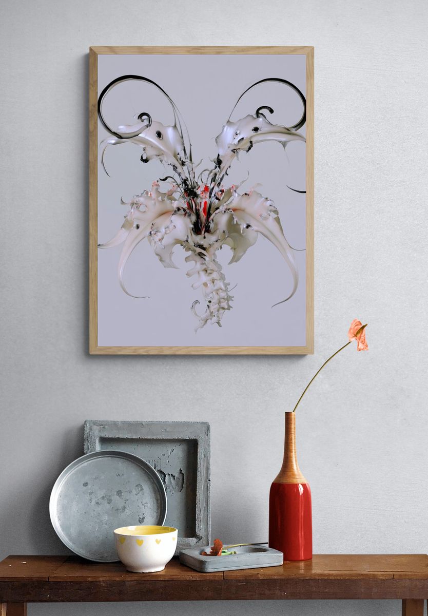 Surreal Floral Skull Print. — room view 3