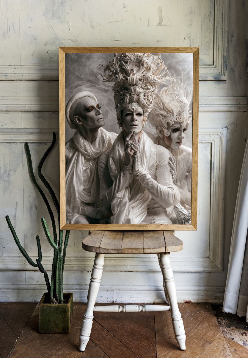 Surreal White Figures Fine-Art Poster. — room view 1
