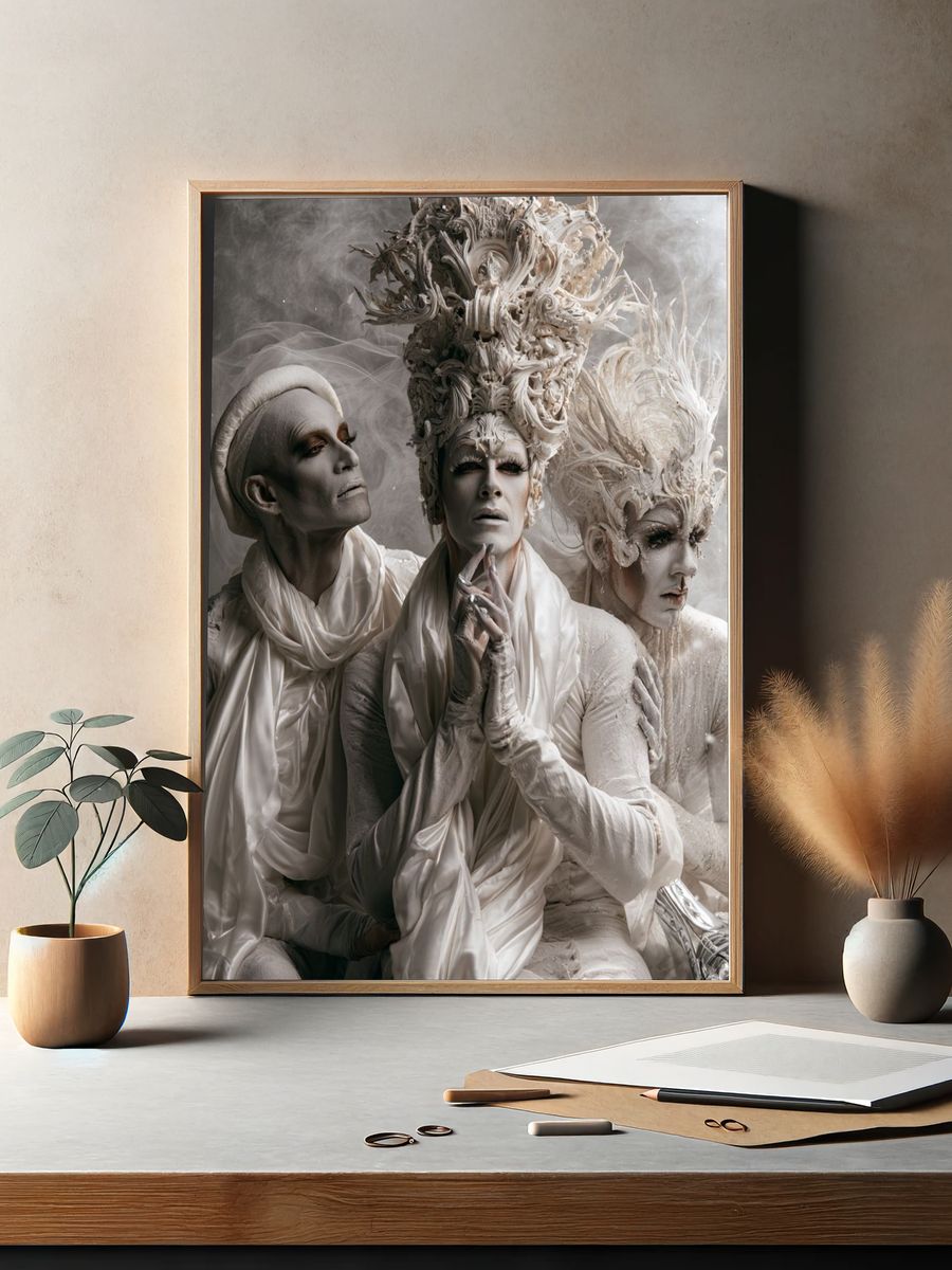 Surreal White Figures Fine-Art Poster. — room view 2