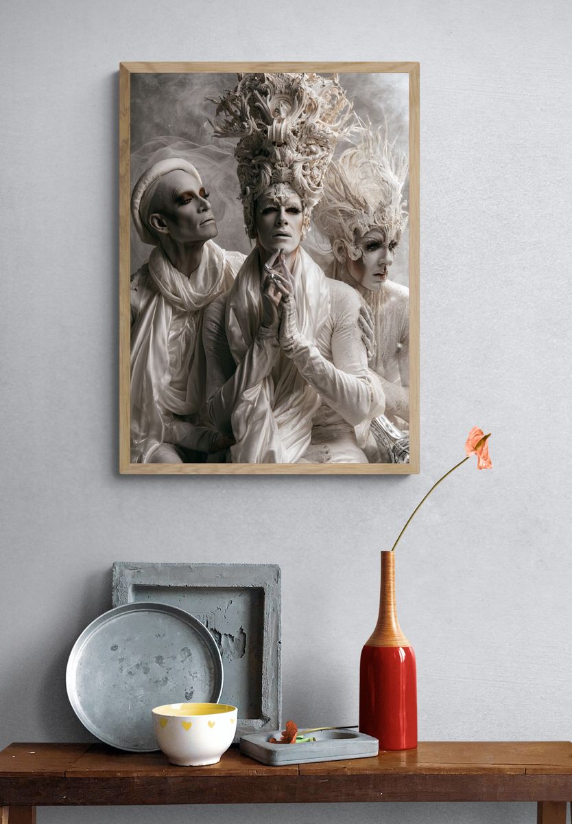 Surreal White Figures Fine-Art Poster. — room view 3
