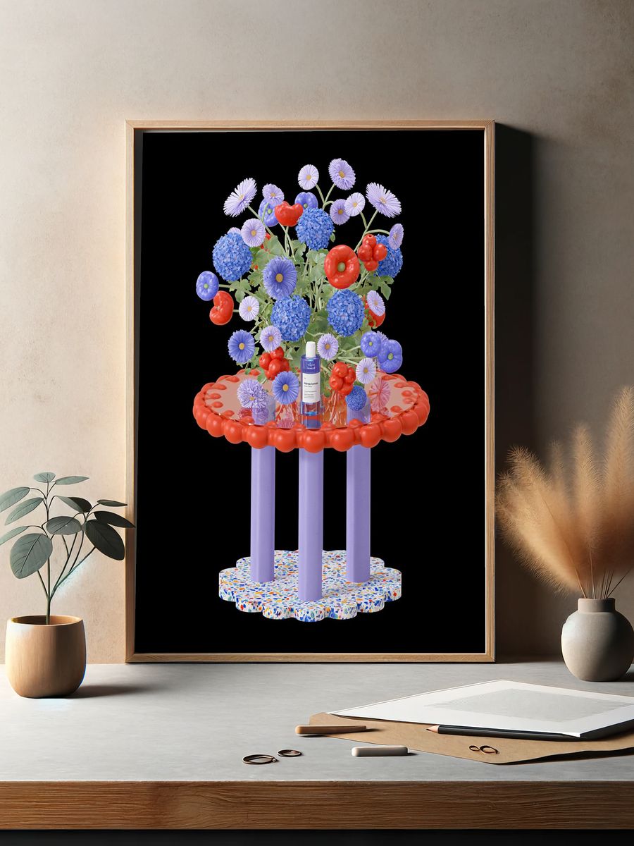 Surreal Floral Still Life Poster. — room view 2