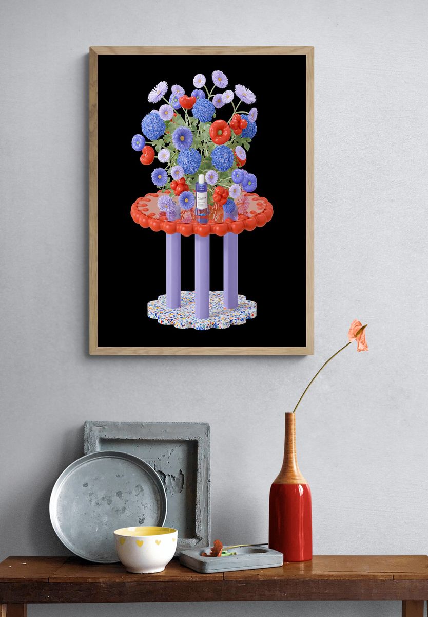 Surreal Floral Still Life Poster. — room view 3