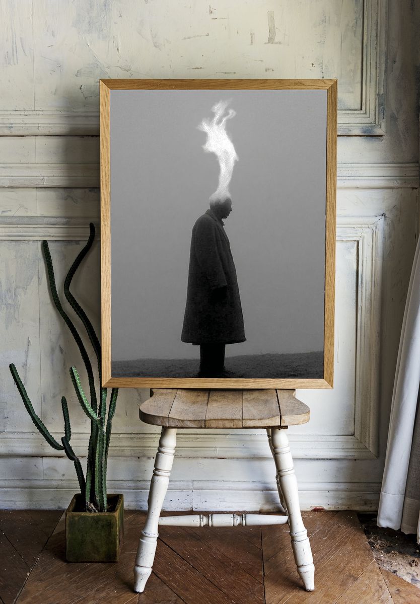 Surreal Figure in Fog Poster. room preview