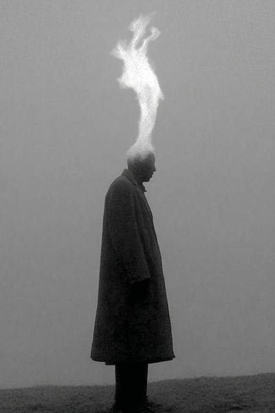 Surreal Figure in Fog Poster. poster