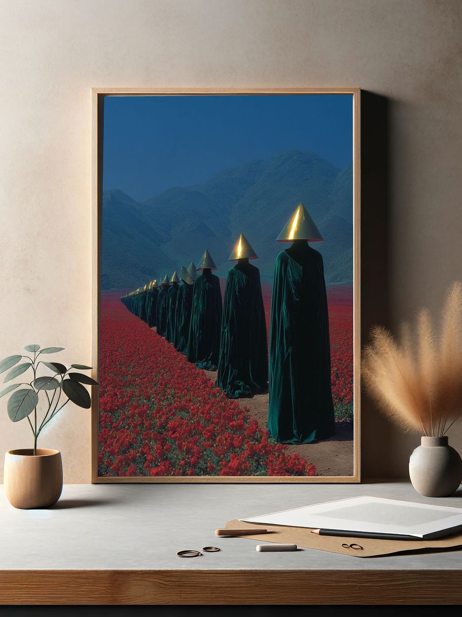 Surreal Flower Field Procession Print. — room view 2