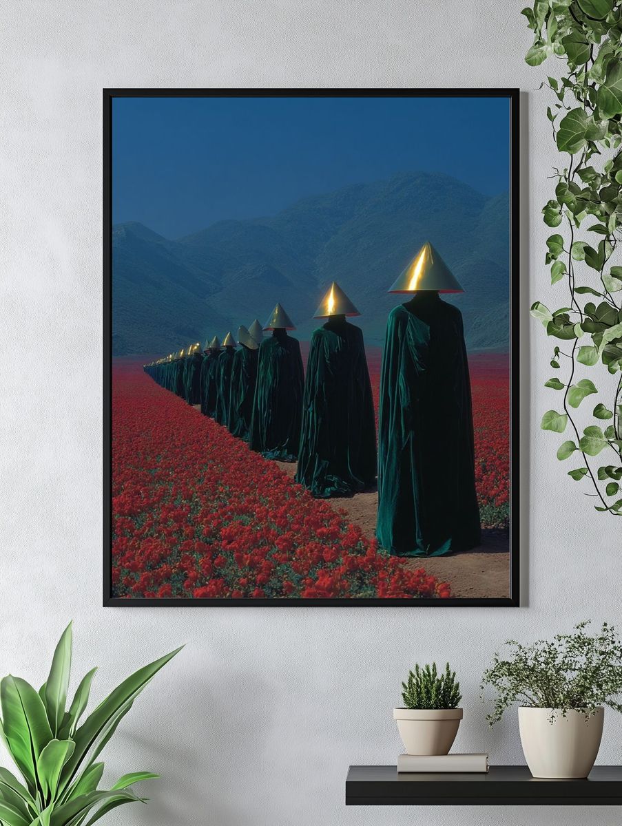 Surreal Flower Field Procession Print. — room view 4